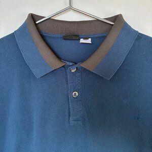 PS Paul Smith men's blue cotton polo shirt, gray collar detail, size M